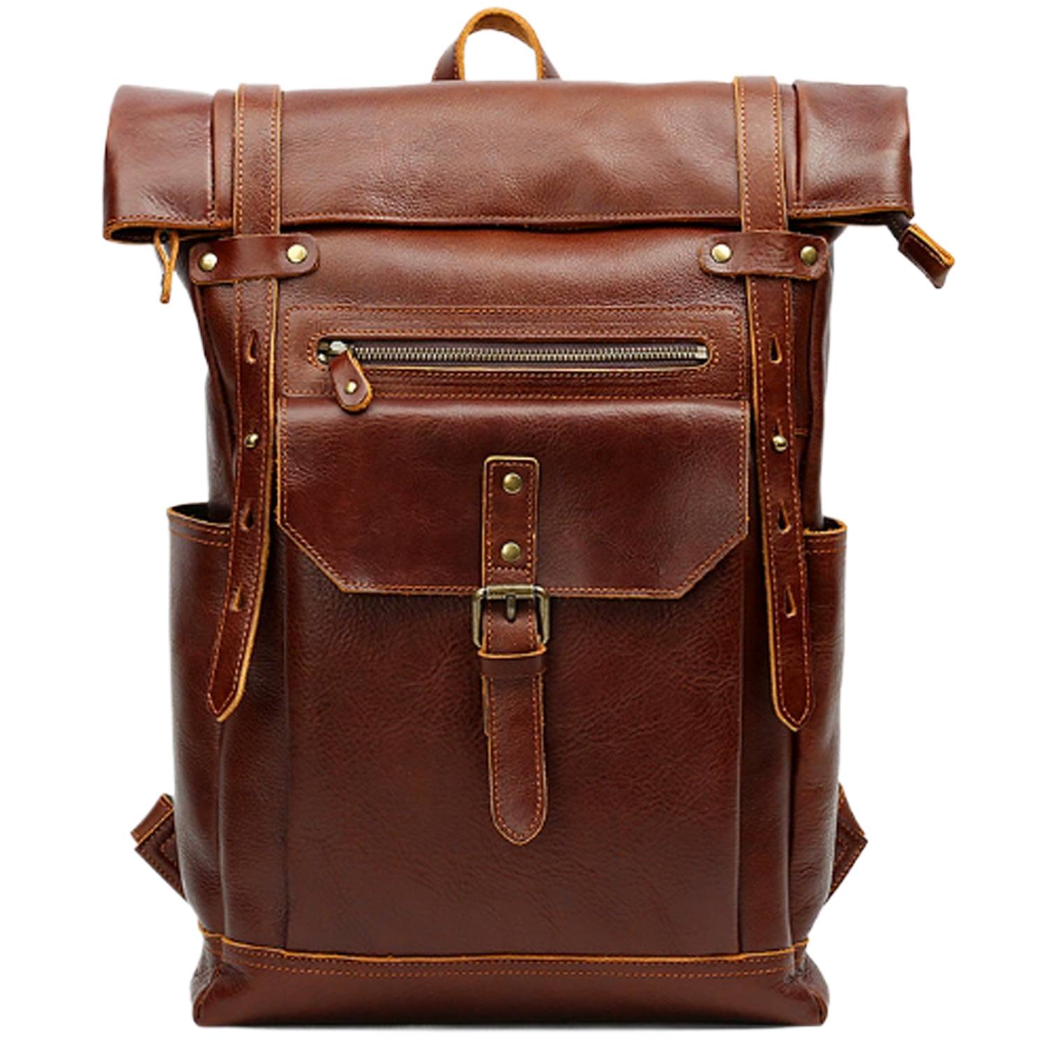 Retro Genuine Leather Large Capacity Travel Backpack 3