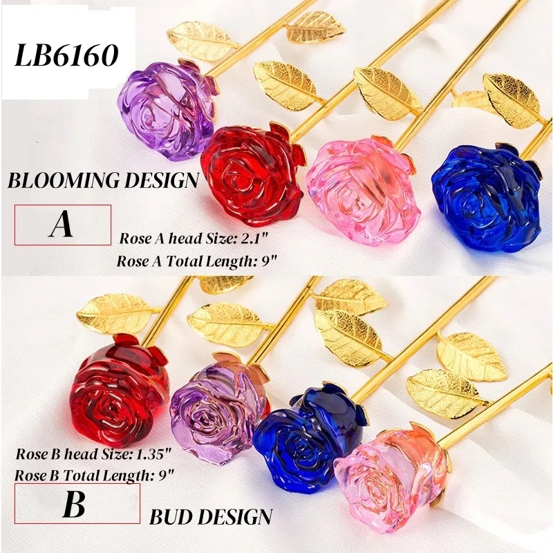 Wholesale Red Crystal Rose in Vase Flower Bouquet Gift Set 8