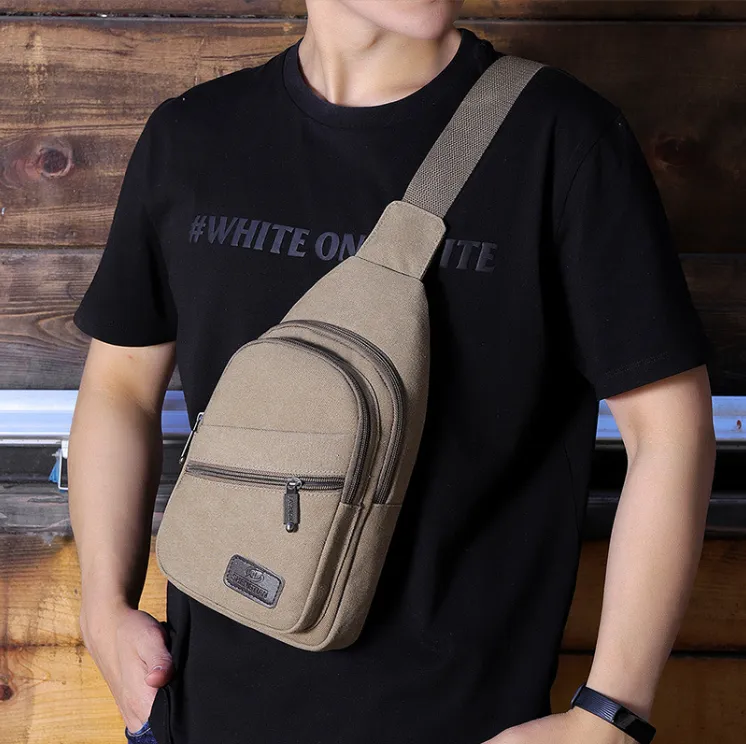 Canvas Chest Crossbody Student Travel Sports Shoulder Bag 2