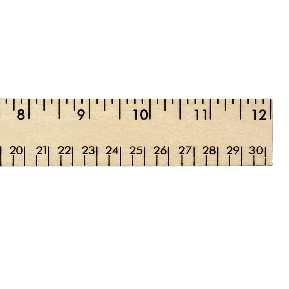 12" Clear Lacquer Wood Ruler - English & Metric Scale 1