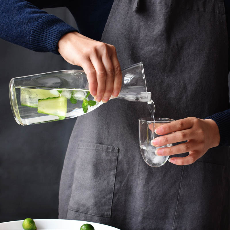 20oz Bedside Water Carafe with Cup Glass Pitcher Set 4