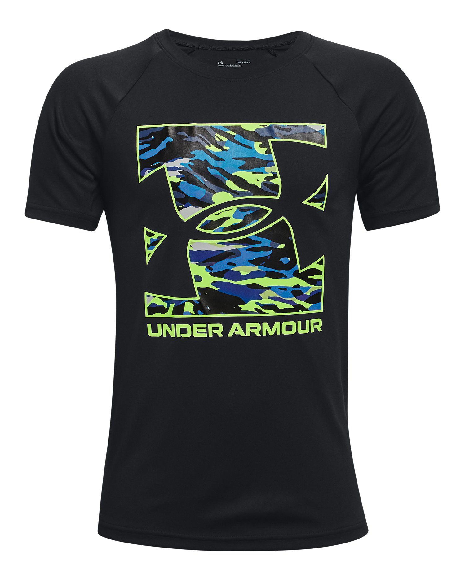 Boys' UA Tech Box Logo Camo Short Sleeve 3
