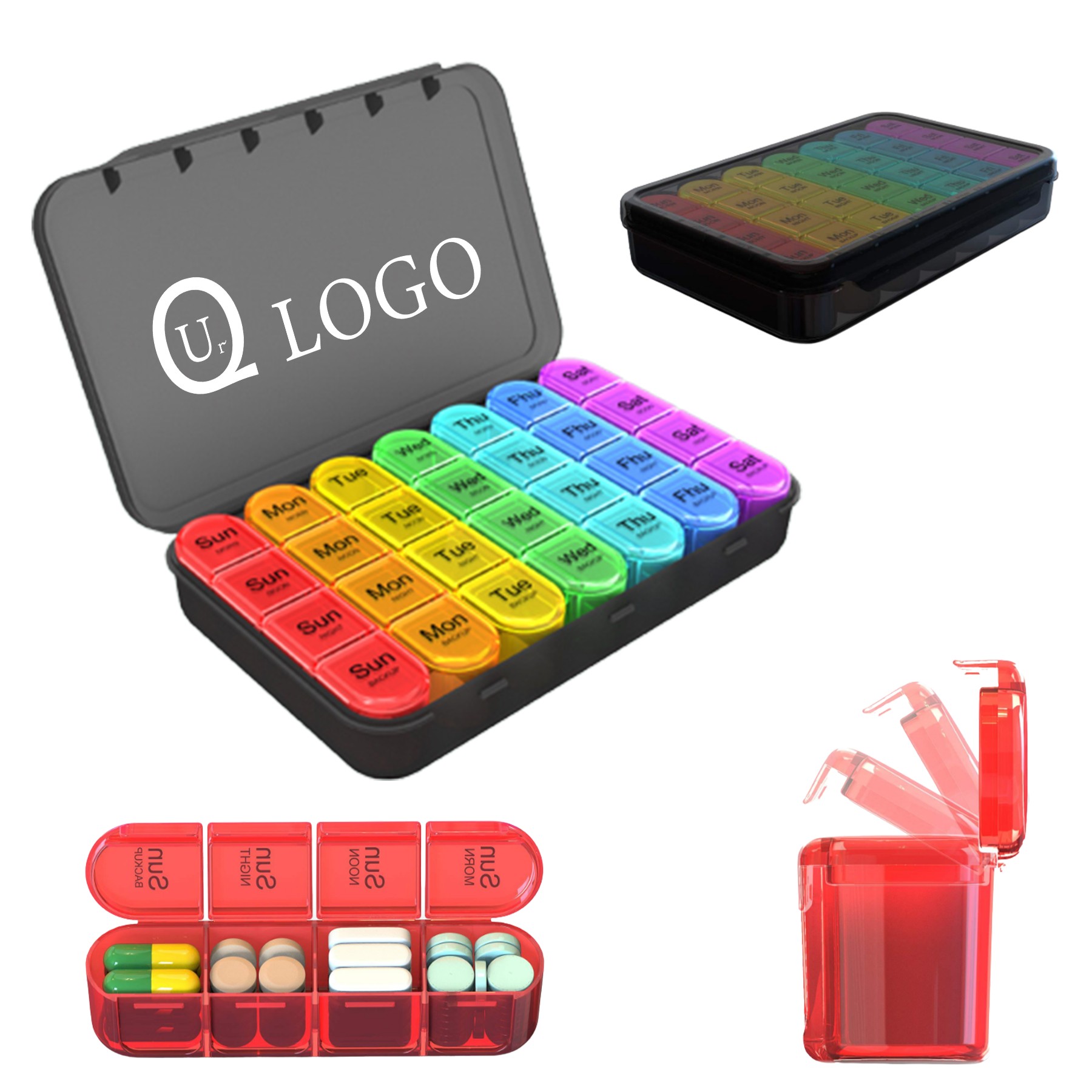 Weekly Pill Organizer With 28 Compartments