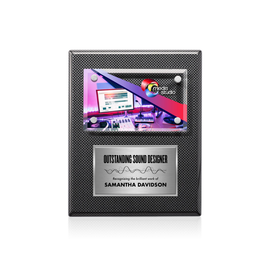 Gossamer VividPrint™ Plaque -  Carbon Fibre/Silver 1