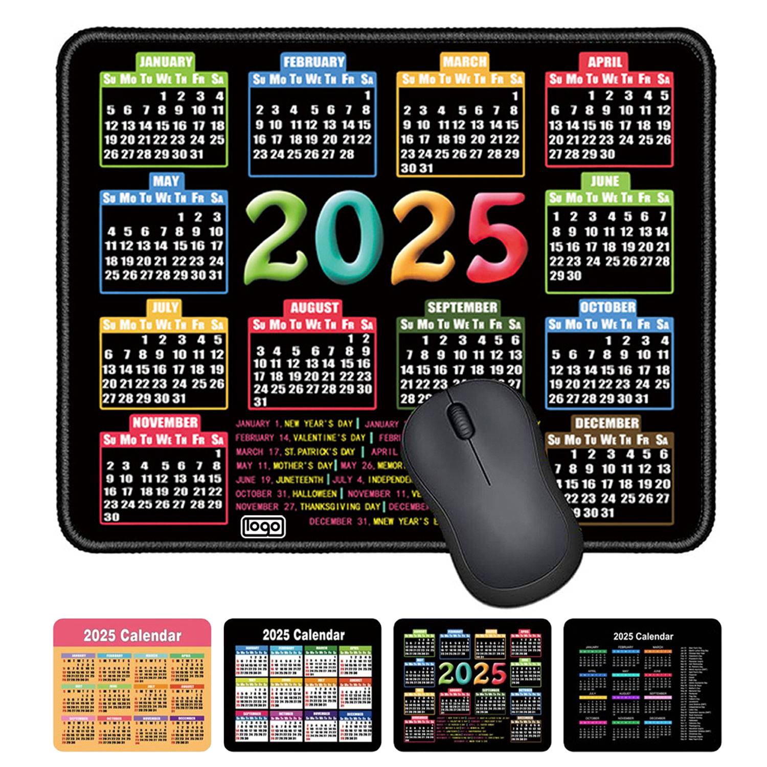 2025 Calendar Non-Slip Waterproof Rubber Mouse Pad