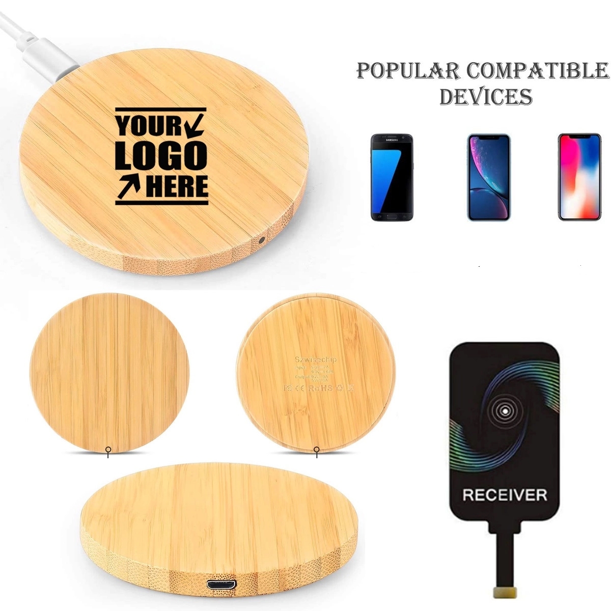 10W Bamboo Wood Fast Wireless Charger 2