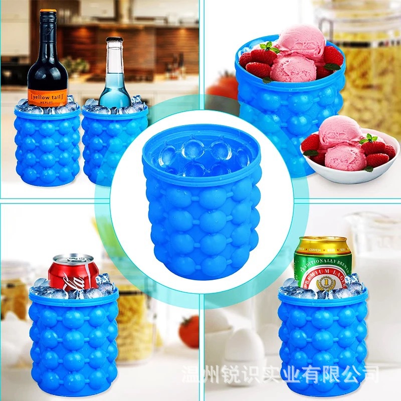 2 in 1 Silicone Ice Bucket Ice Mold / Lid 7