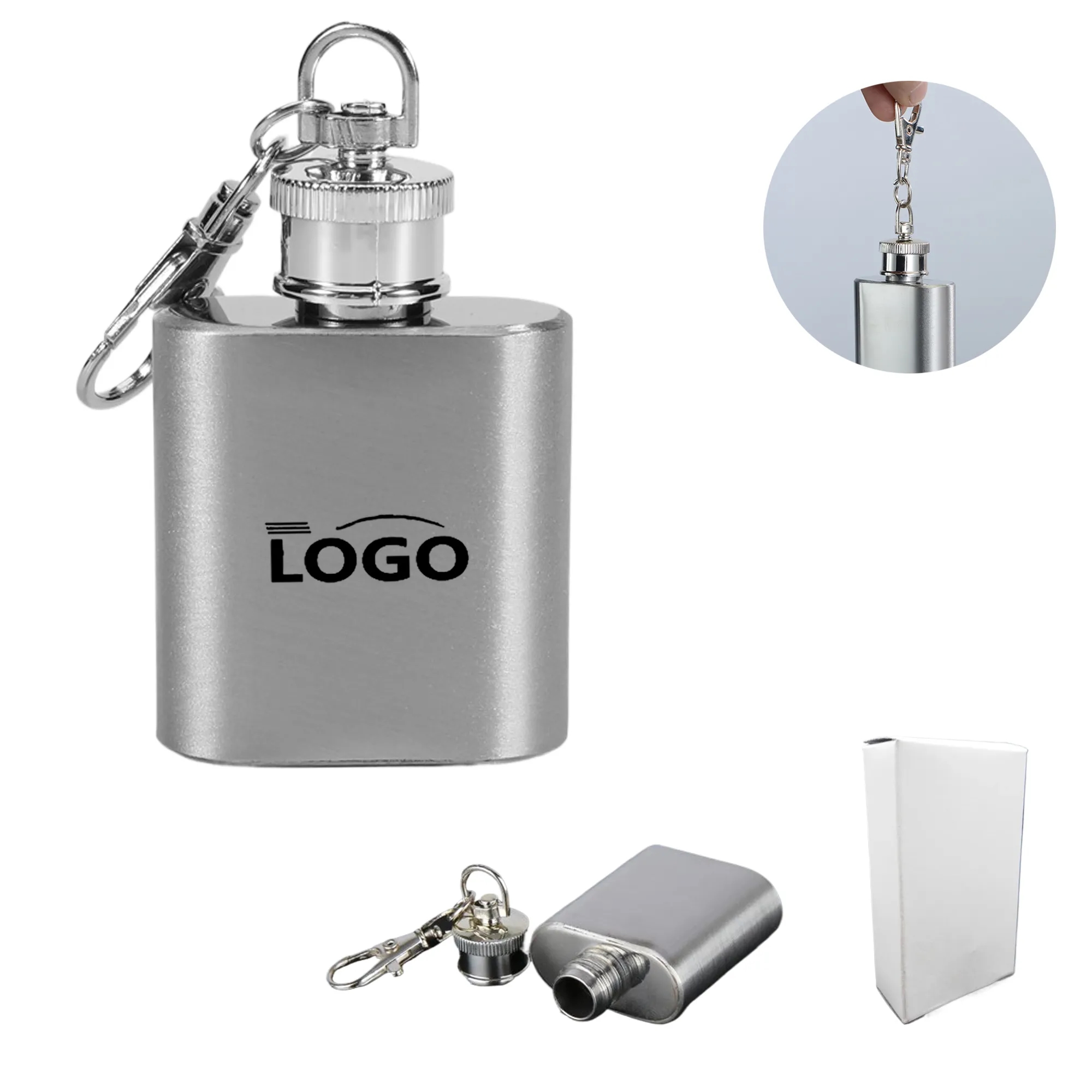 Stainless Steel 1oz Portable Flask Keychain 2
