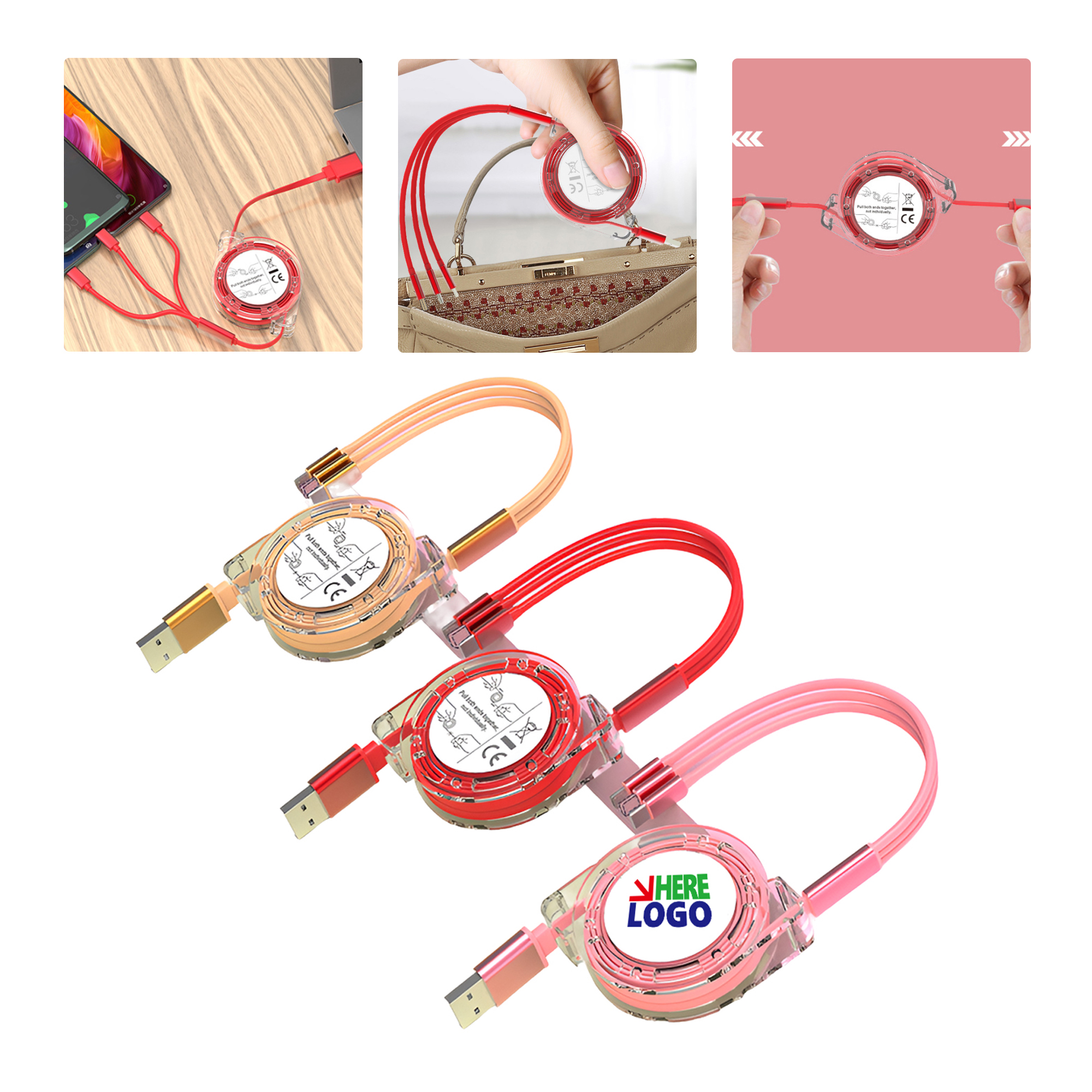 MOQ50 Custom Retractable Charging Cable with Fast Charging 2