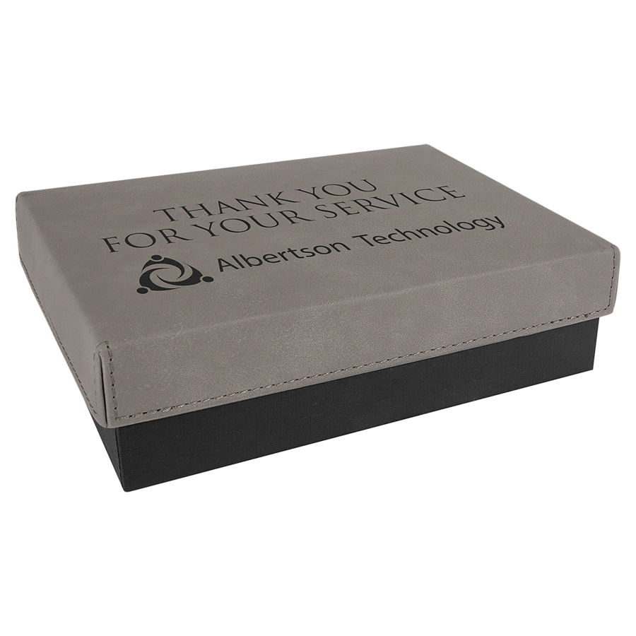 7 3/8" x 5 3/4" Gray Gift Box with Leatherette Lid 1