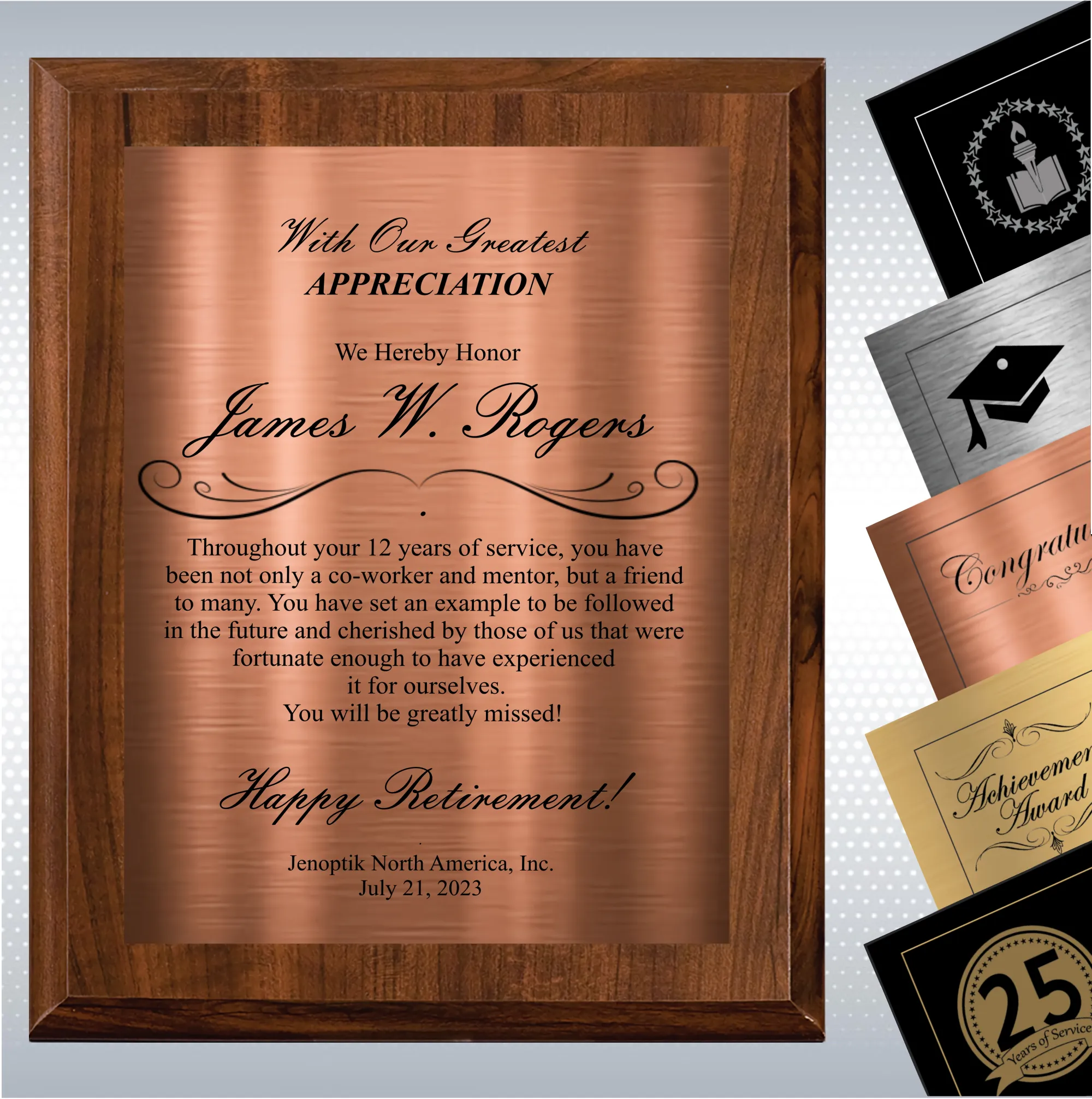 Cherry Finish Plaque Retirement Gift Award 4