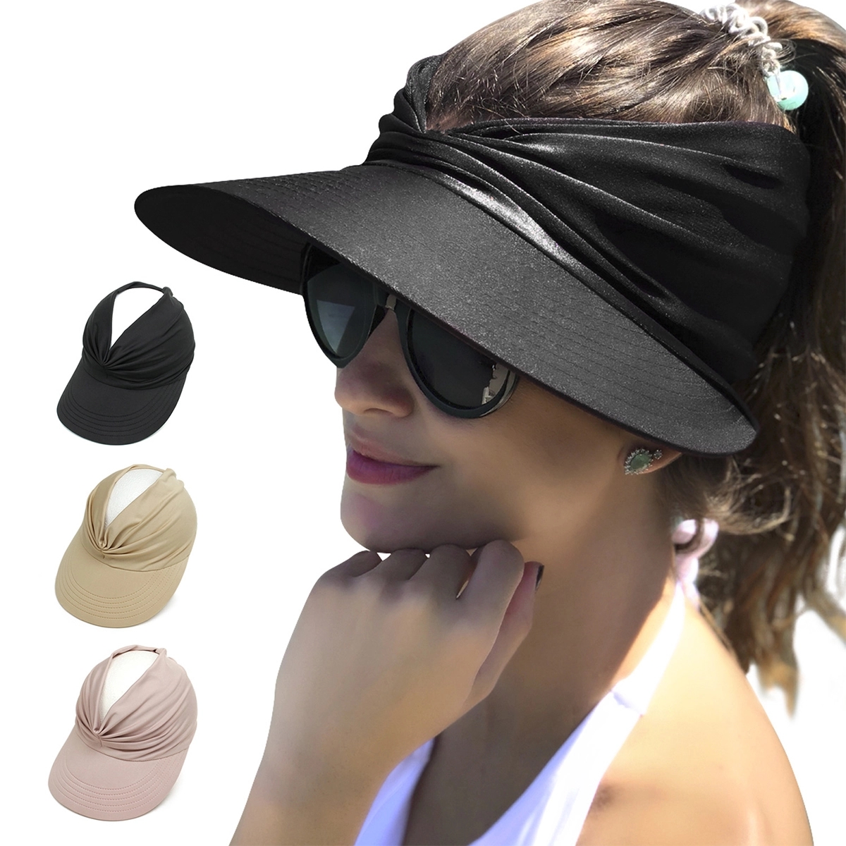 Women Empty Top Sun Visor Hats 12
