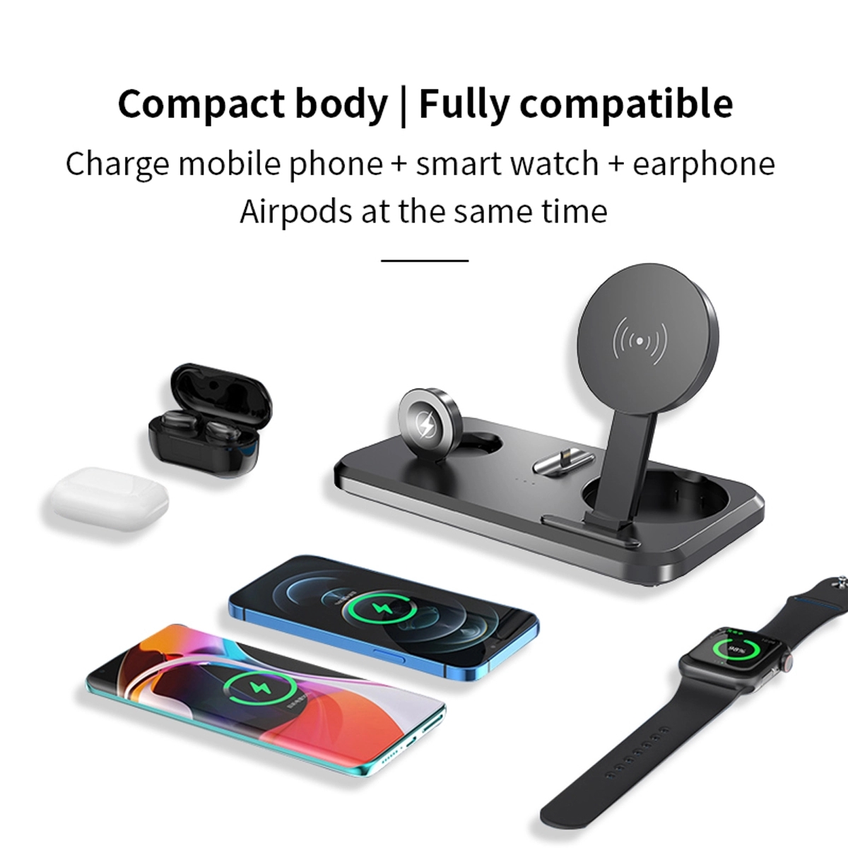 Portable 3 in 1 Charging Station Foldable Charger Stand 6
