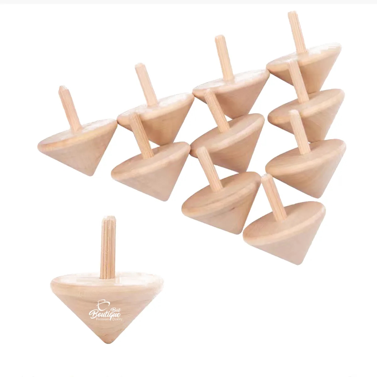 Mini Wooden Classic Spin Tops Toys 4