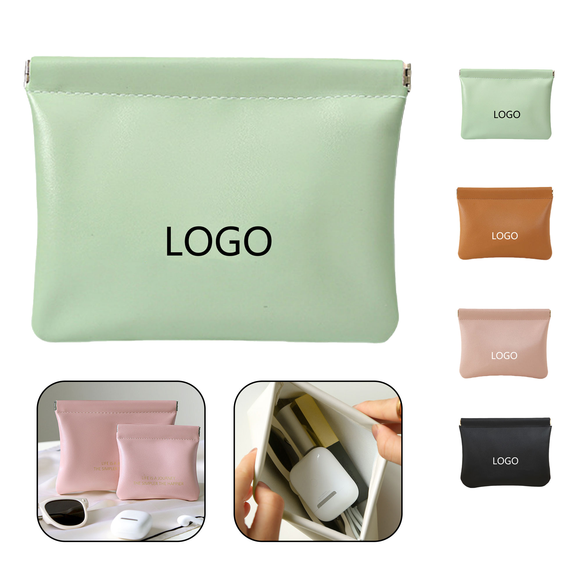 Automatic Closure PU Leather Coin Storage Bag 3