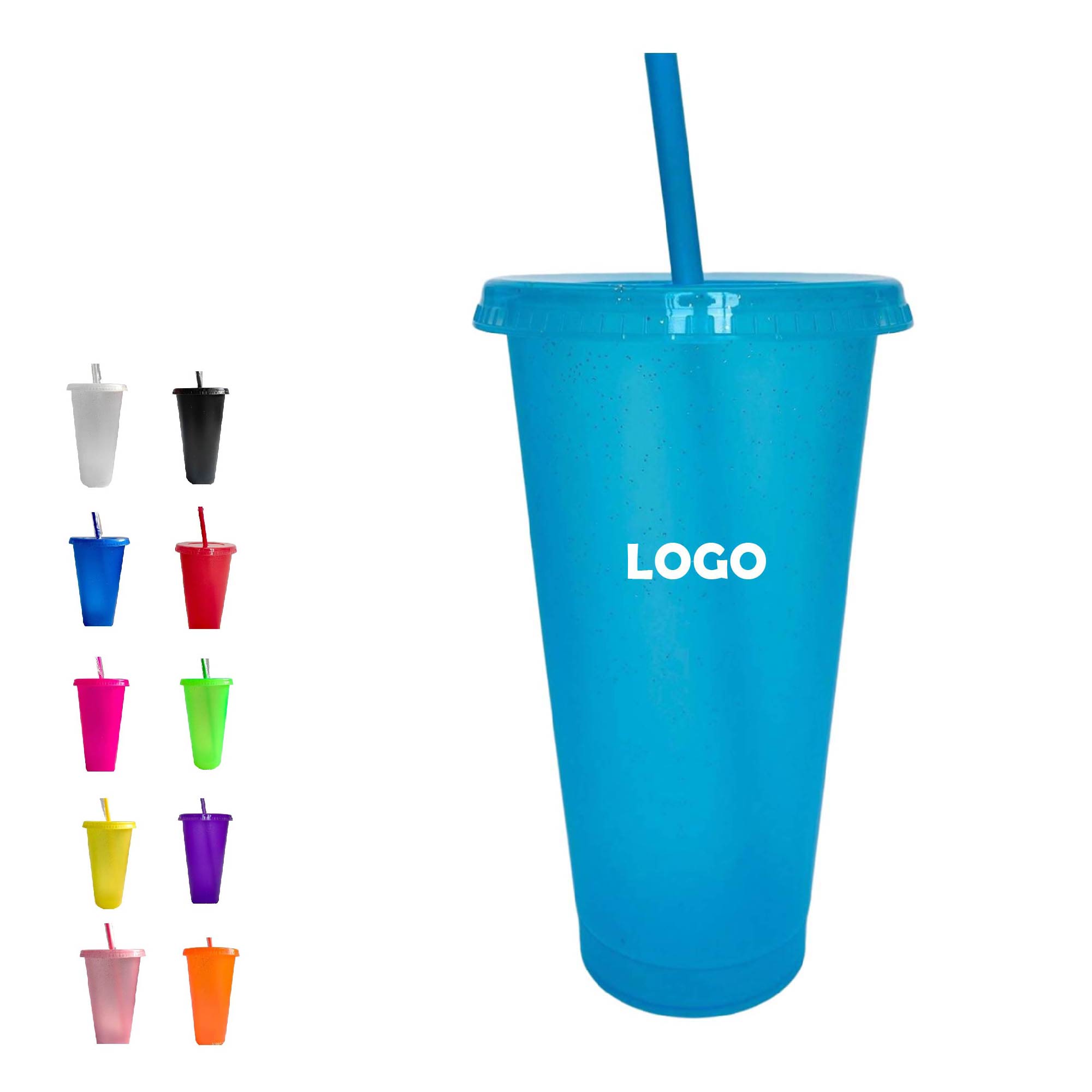 MOQ:30pcs Glitter Straw Cup PP Plastic 2