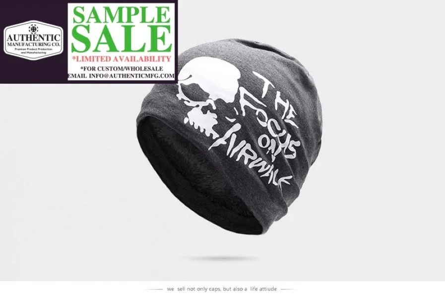 Printed Skull Cap Beanie with Fleece Lining 1
