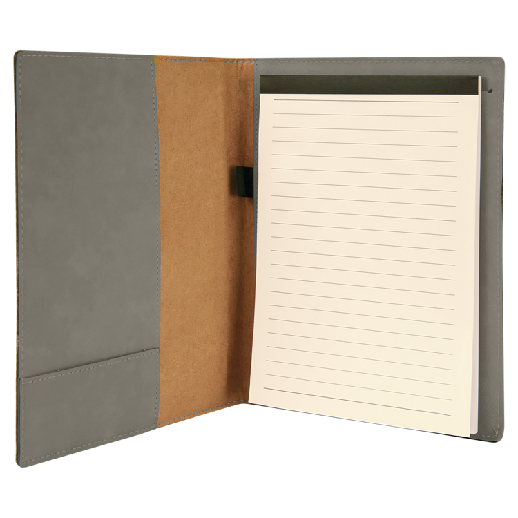 7" x 9" Gray Leatherette Small Portfolio with Notepad 1
