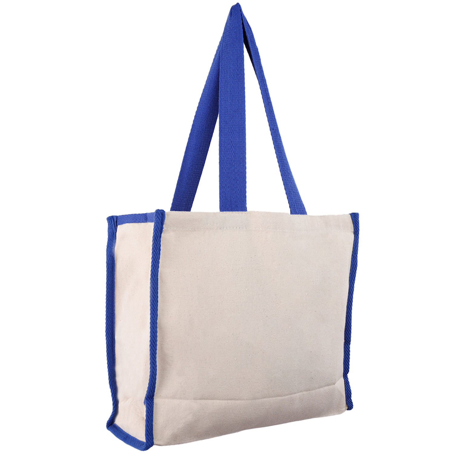 12 oz. Cotton Canvas Gusset Tote Bag w/ Color Handles USA Decorated (14" x 12") 5
