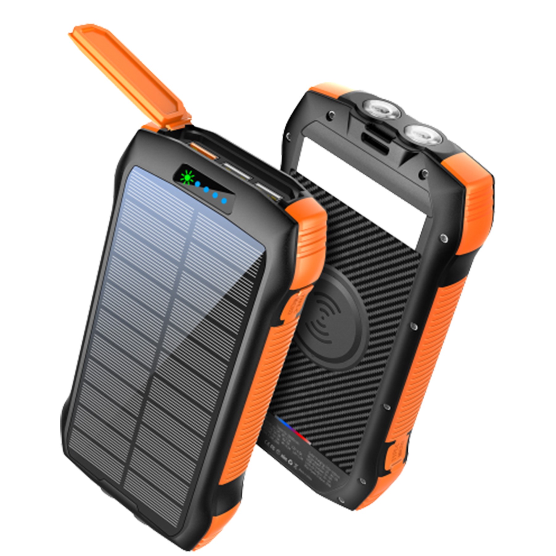 20000Mah Wireless Charging Solar Power Bank Flashlight 4