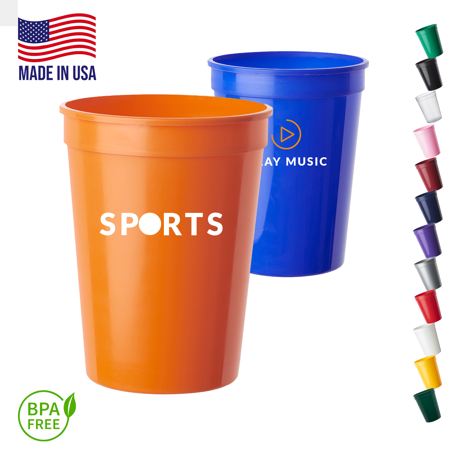 12 oz. USA Made Recyclable Stadium Cup w/ Custom Imprint 2