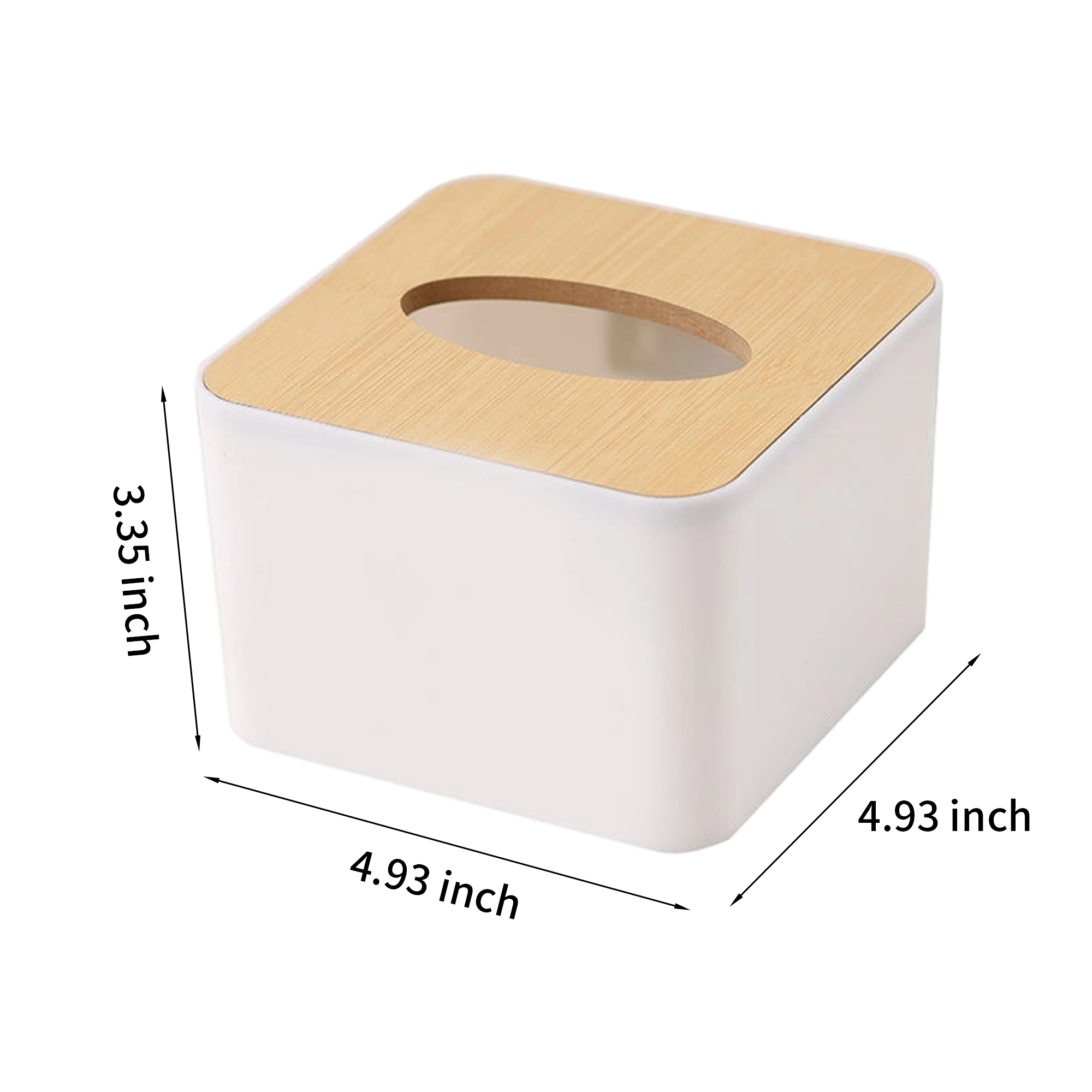 Rectangular Bamboo Tissue Box Cover With Removable Lid 3