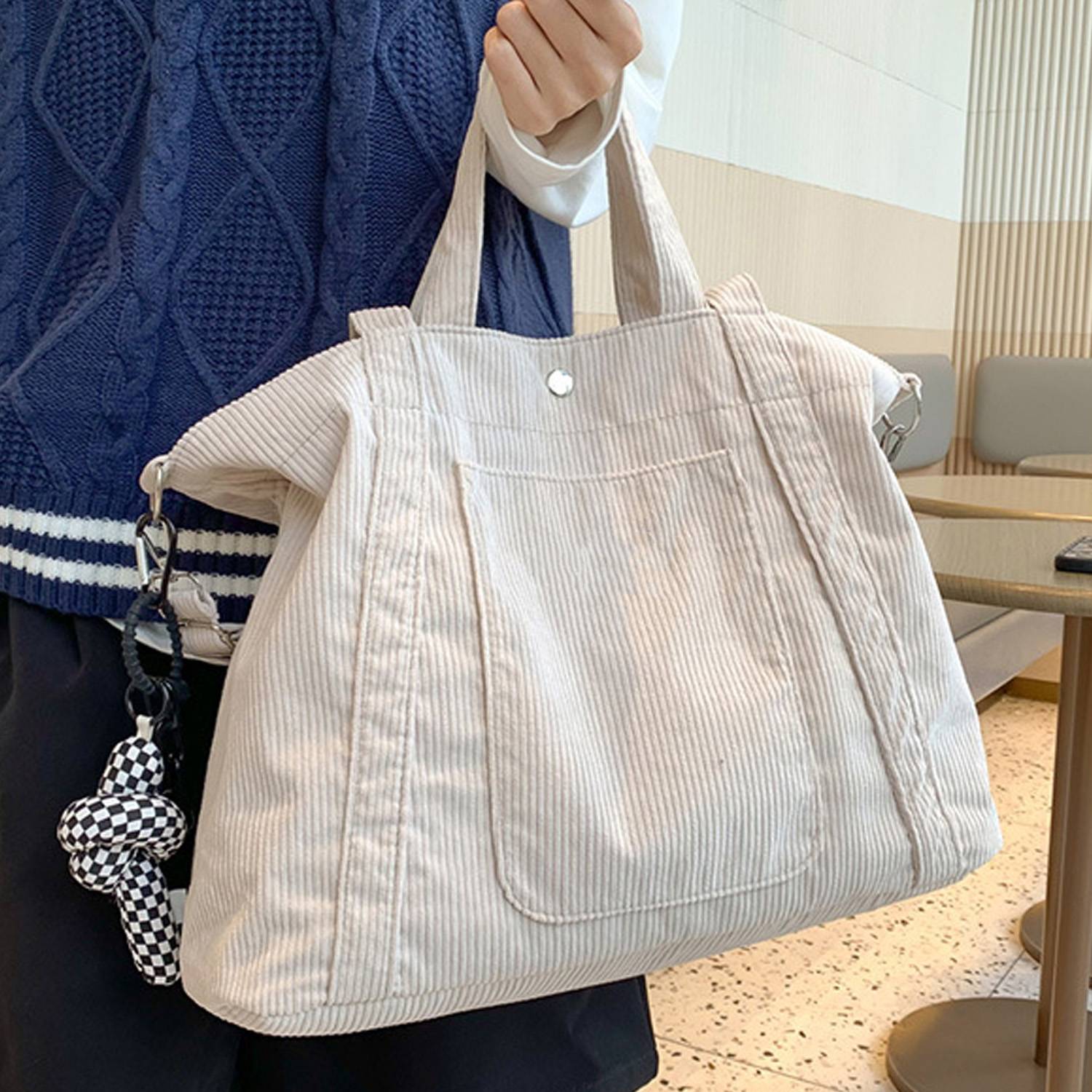 Corduroy Tote Crossbody Bag 6