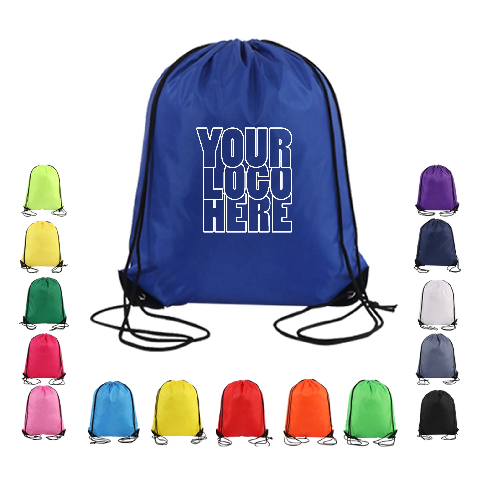 Nylon Drawstring Backpack Bag Sport Gym Sackpack 2