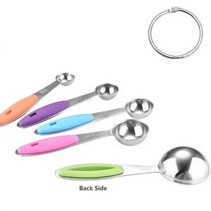 Stainless Steel Magnetic 5 In 1 Dual Measurement Measuring Spoons Set With Silicone Handle 21