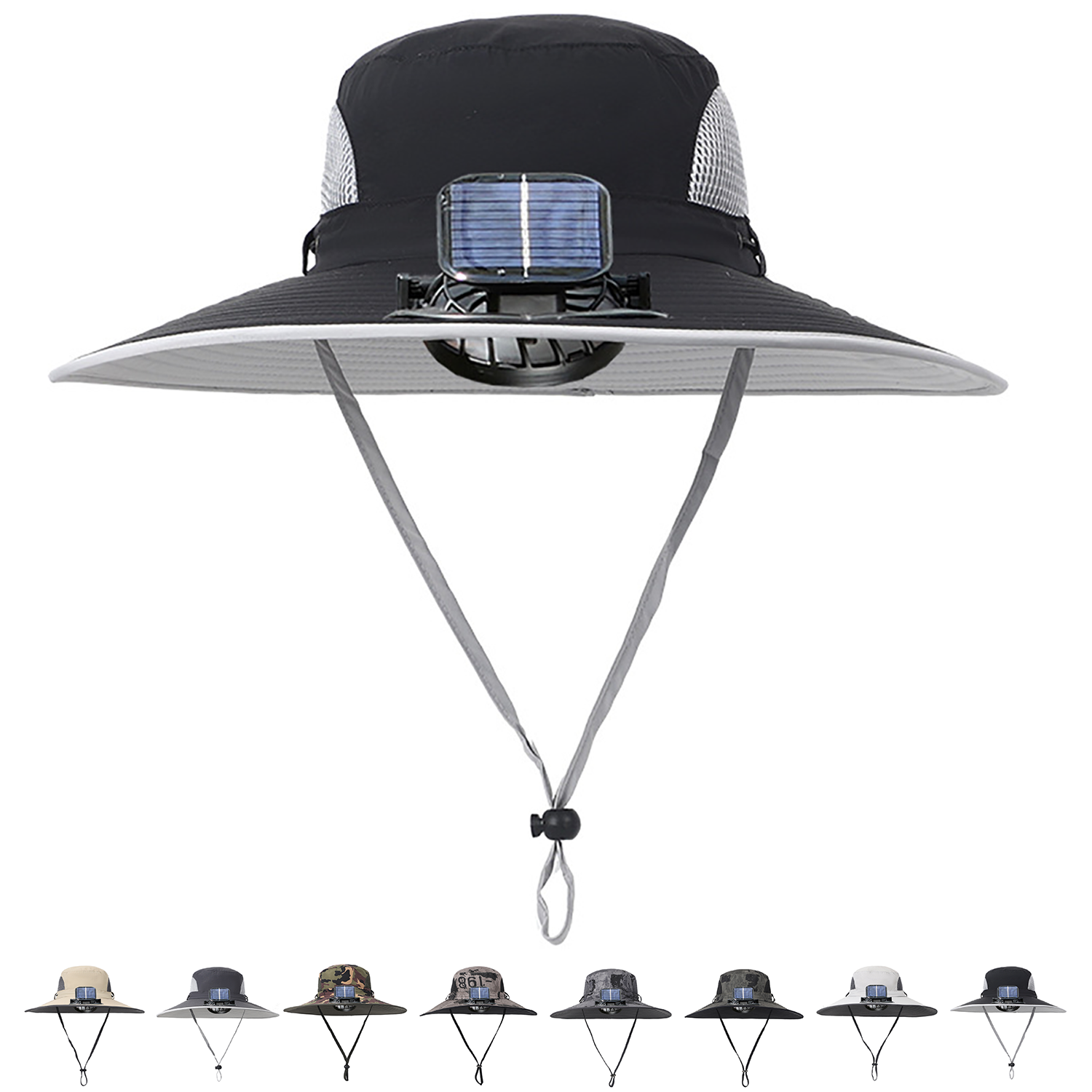 Wide Brim Solar USB Rechargeable Fan Sun Hat 4