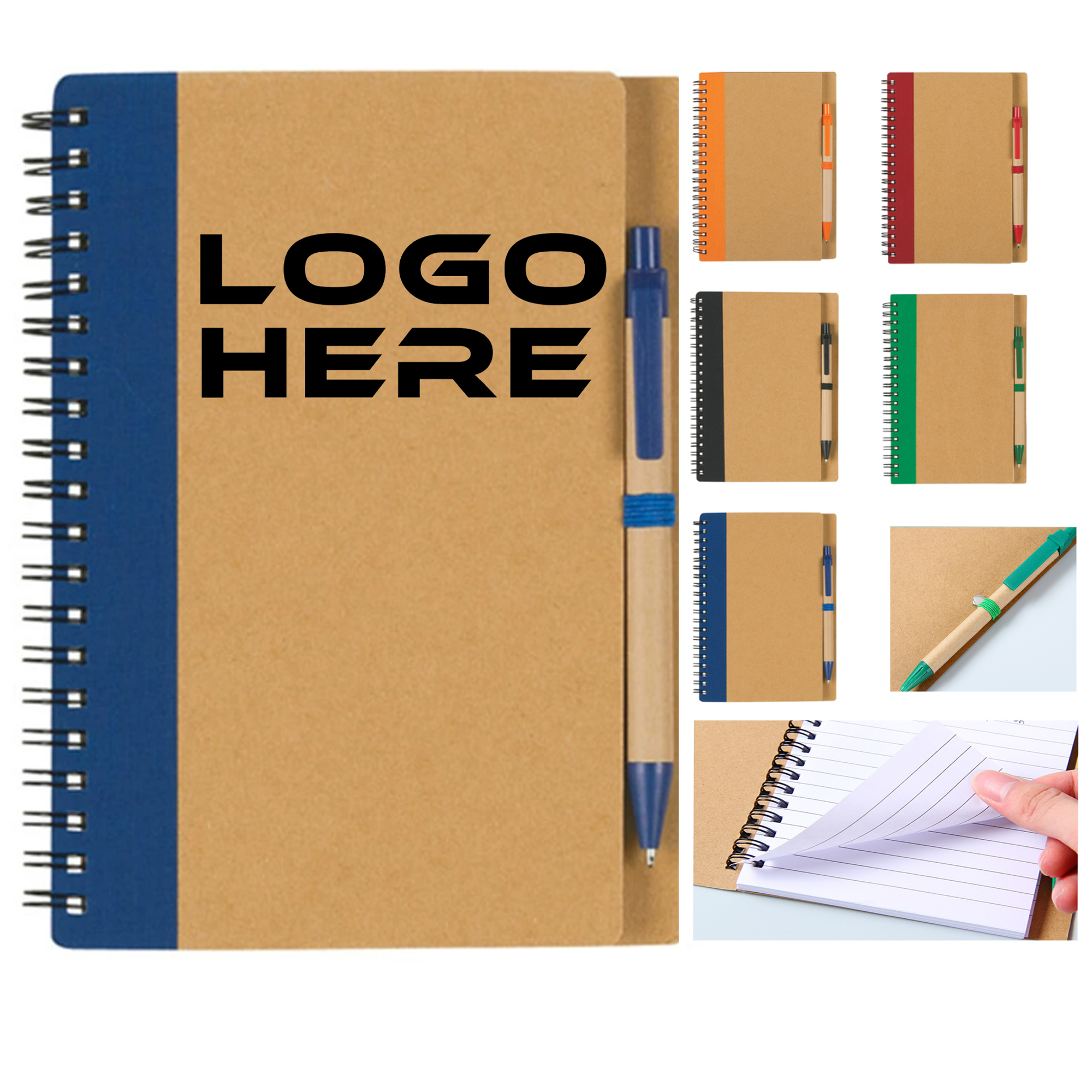 Recycled Kraft Spiral Journal with Pen 5"x7" 2
