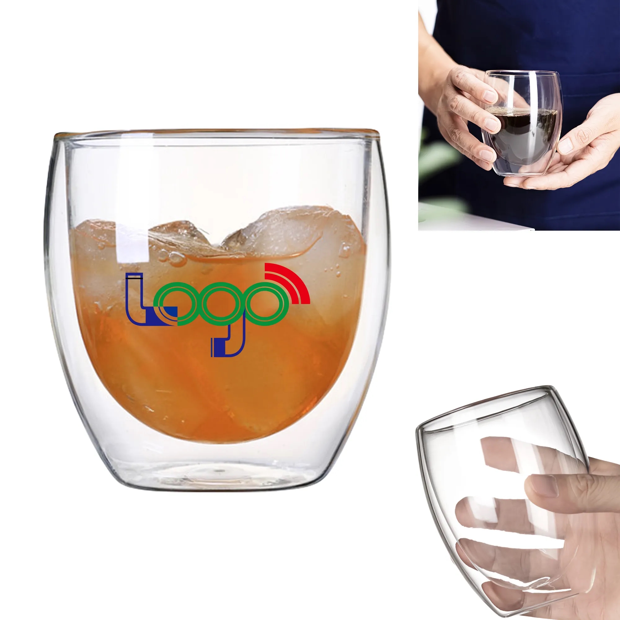 9 OZ Double Walled Glass Coffee Mugs MOQ 50PCS 1