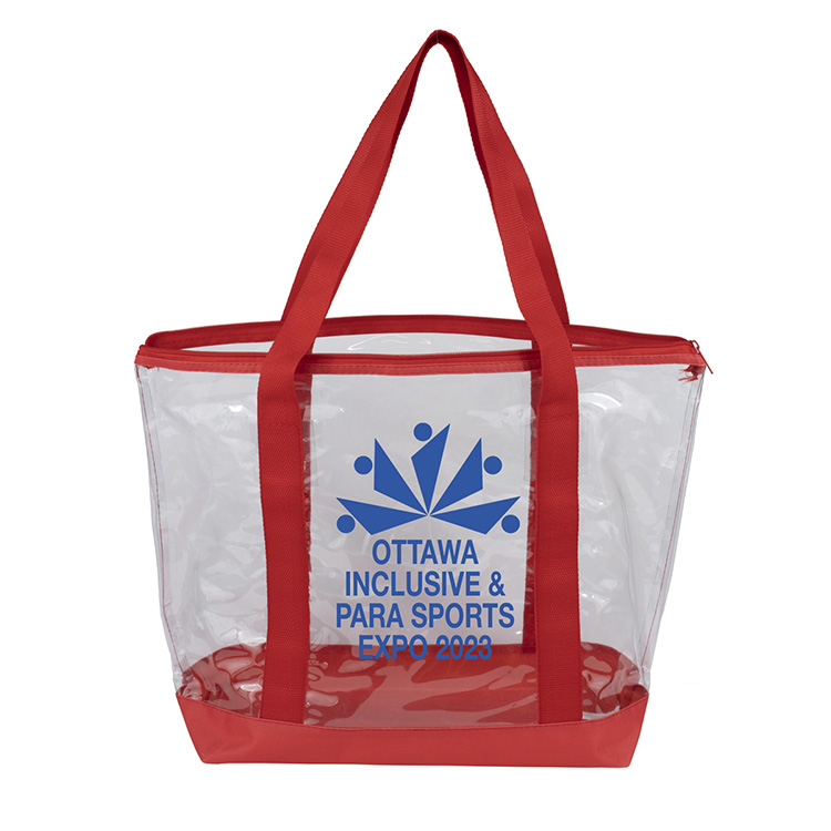 19"W x 13 ½"H x 6"Gusset - "BONDI" Jumbo Clear Zippered Tote Bag 20