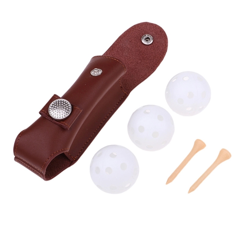 Leather Golf Ball Storage Pouch Waist Belt Carrier Bag 4