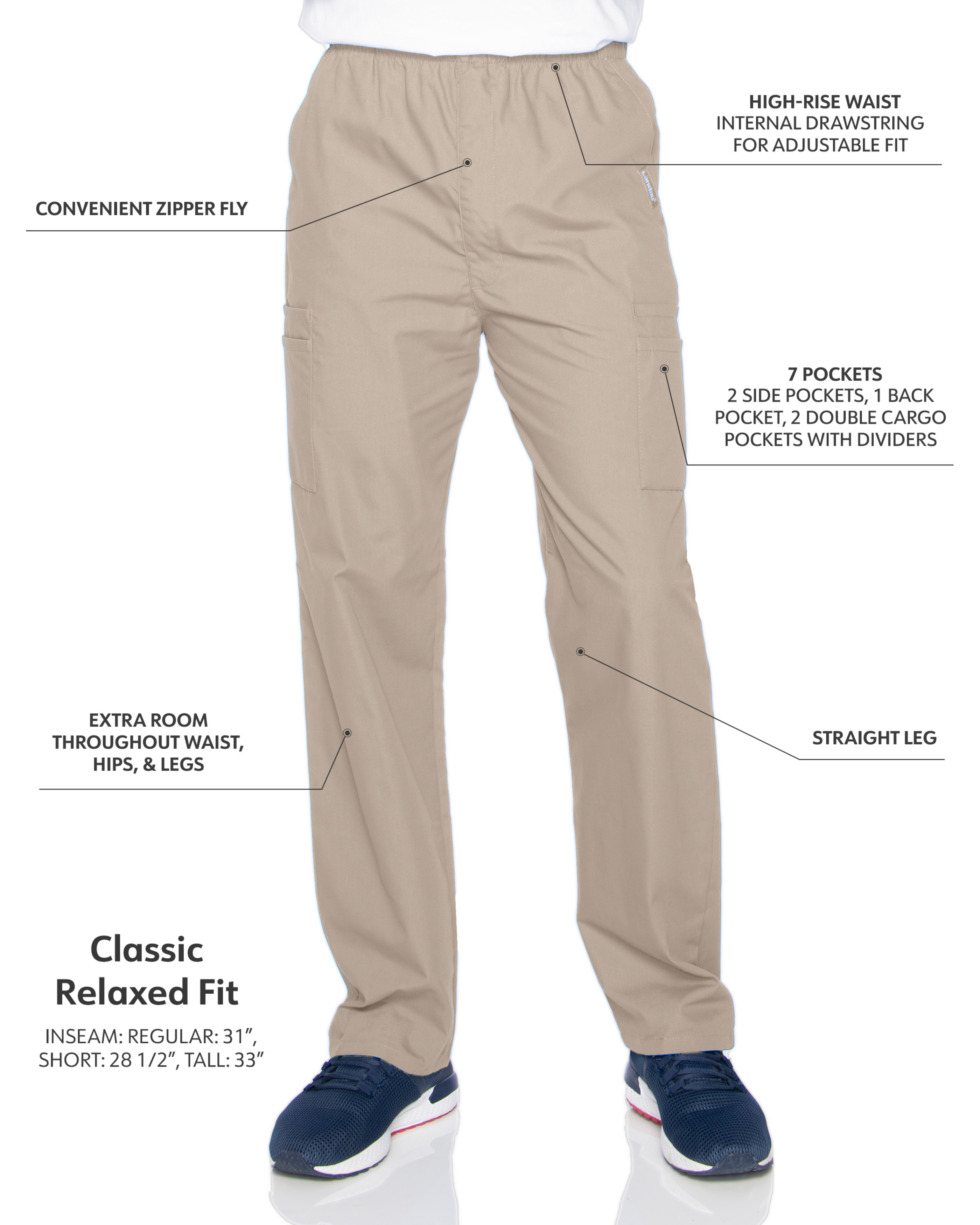 Landau - Essentials - Men's Seven-Pocket High-Rise Elastic Waist Cargo Pant 14