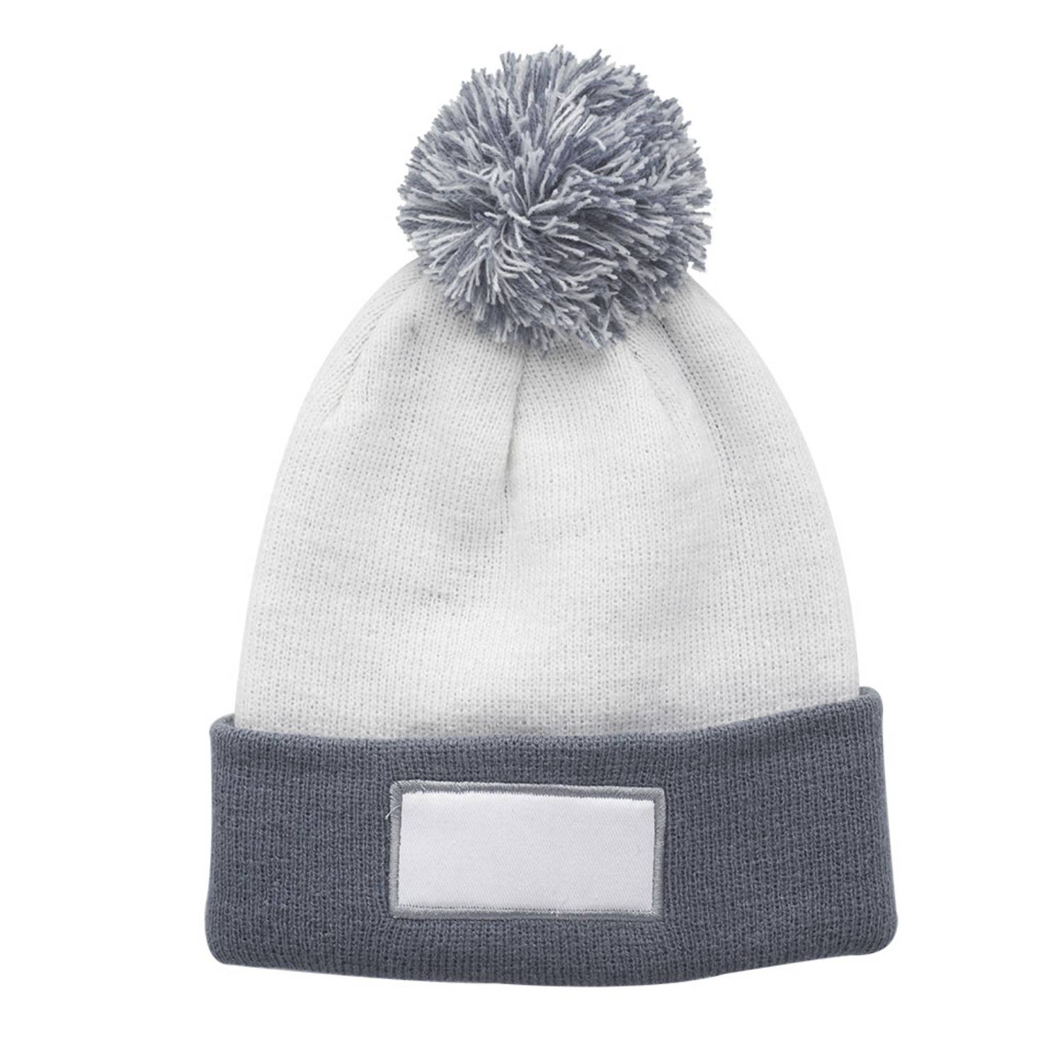 Dual Tone Patch Pompom Beanie 1