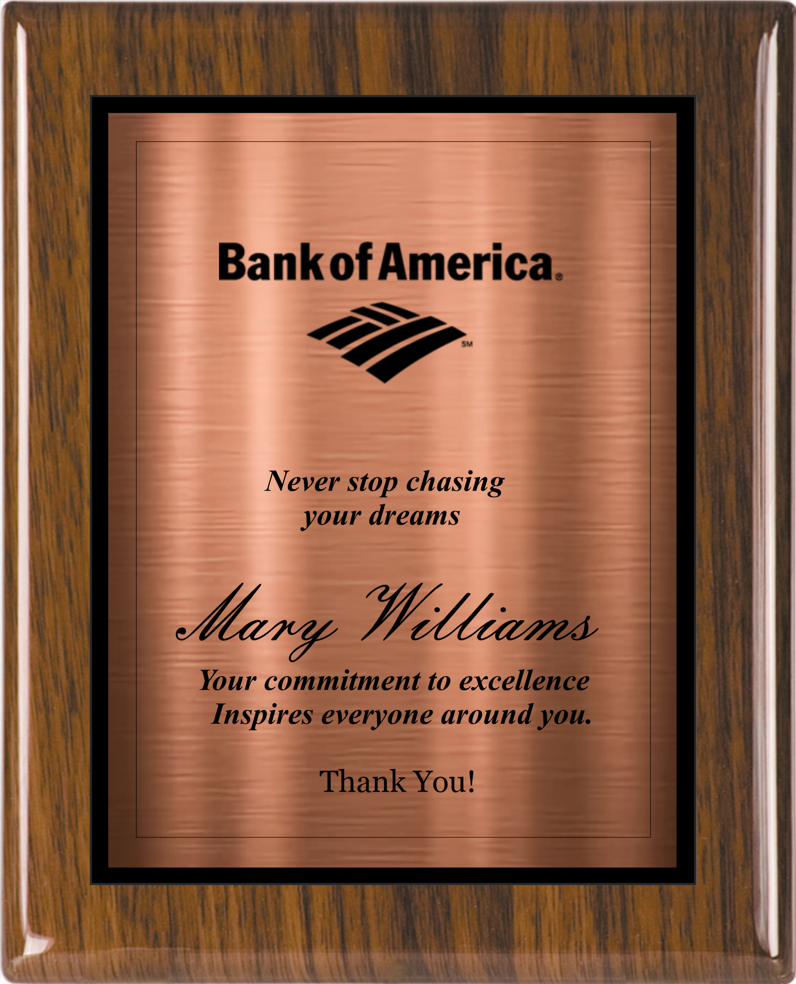 Walnut Piano Wood Plaque w/Choice of Double Engraved Plate 1