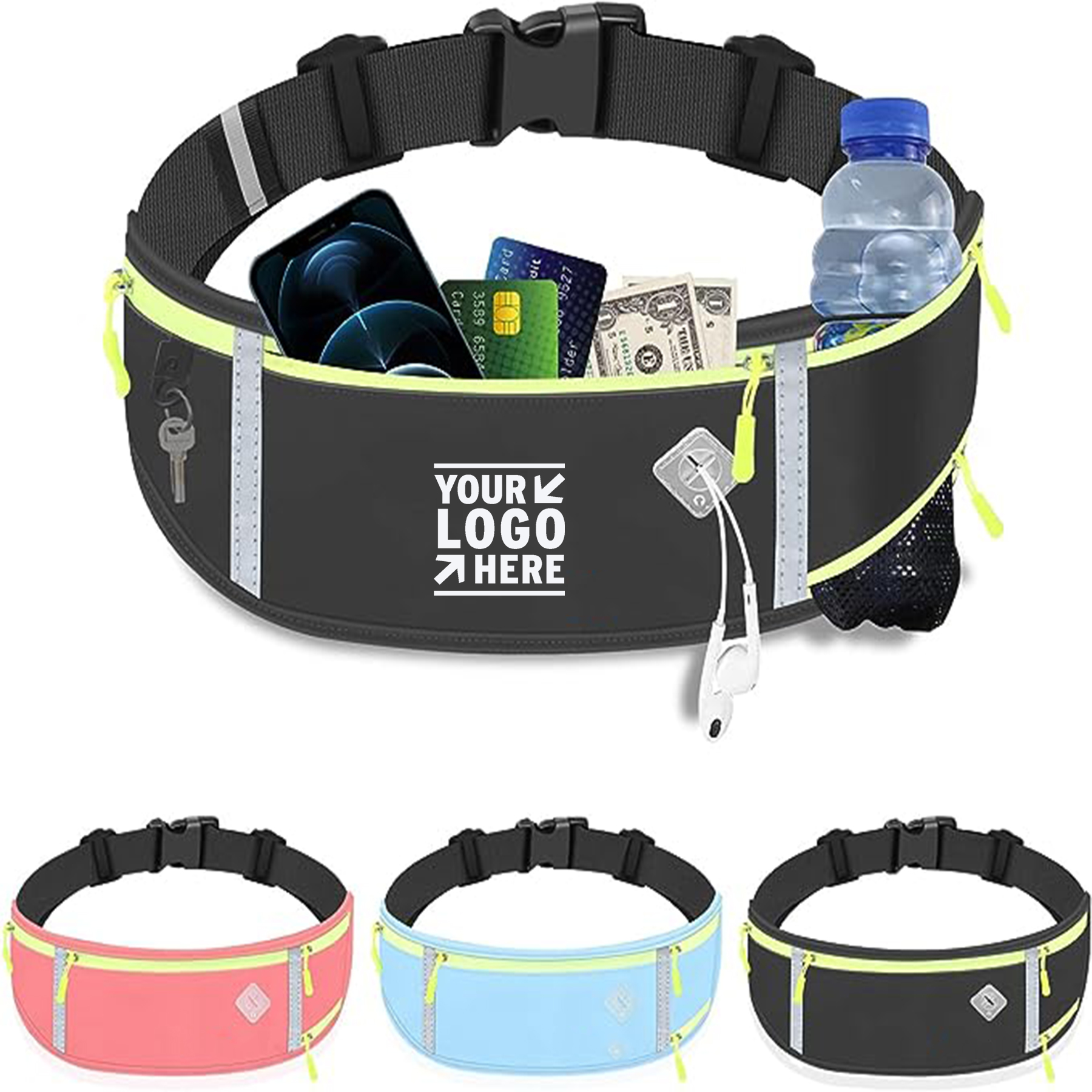 Cycling Hiking Running Fanny Pack Phone Organizer Belt Waist Bag With Water Bottle Holder