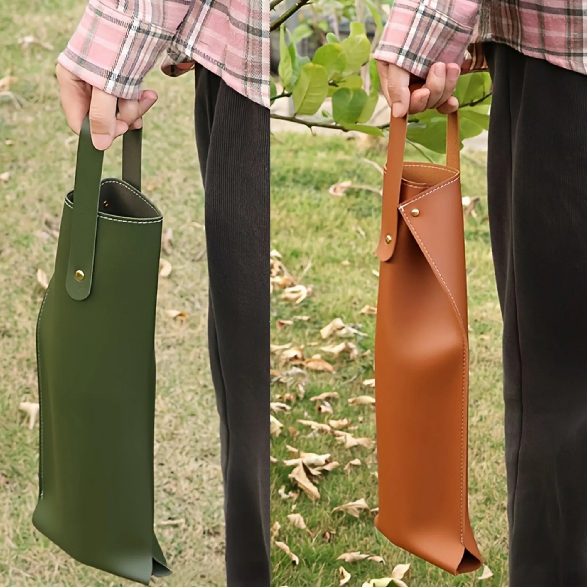 Leather Single Wine Tote Bag Bottle Carrier Holder 3