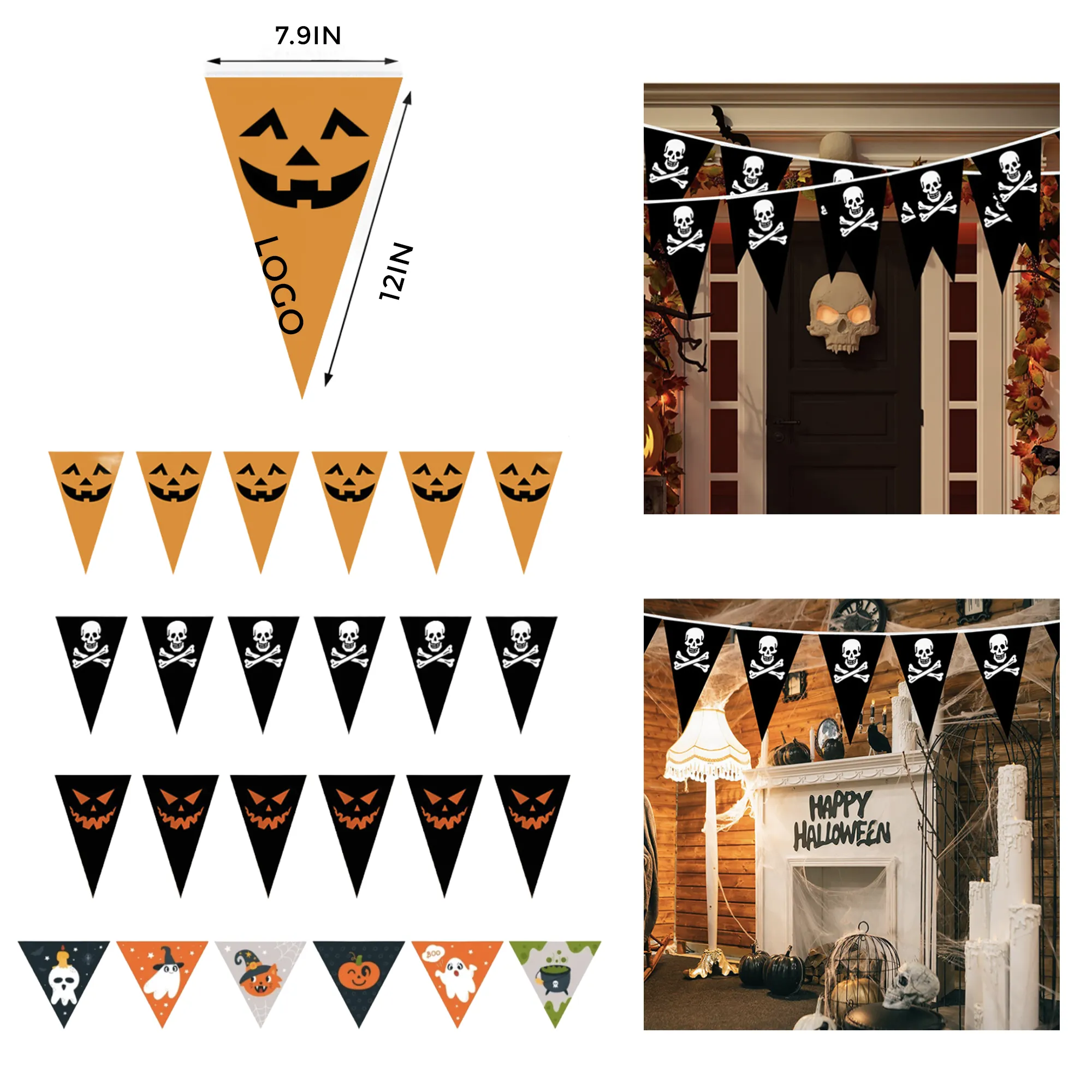 MOQ 50 PCS Halloween Triangular Pennant String