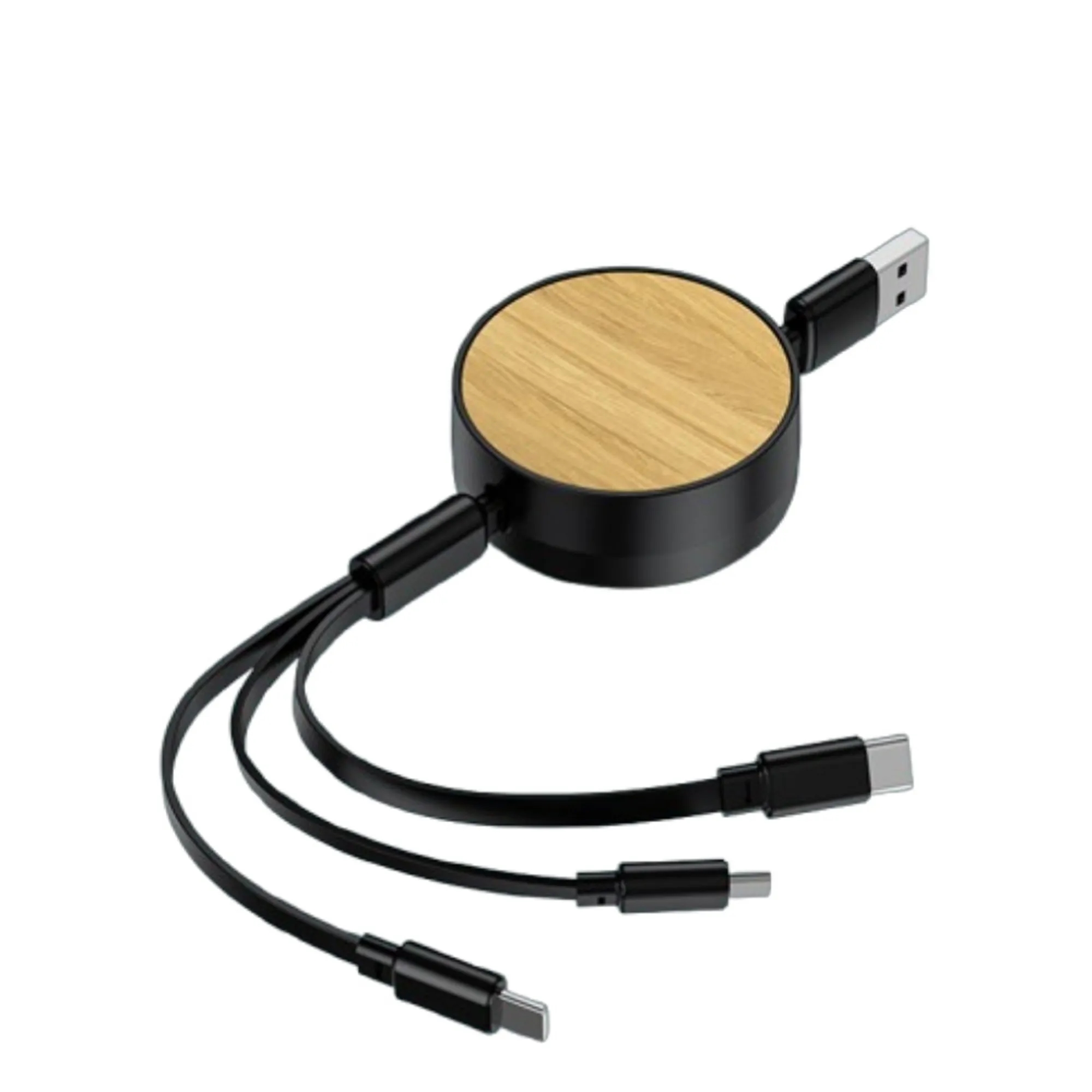 3-in-1 Bamboo Retractable Charging Cable 9