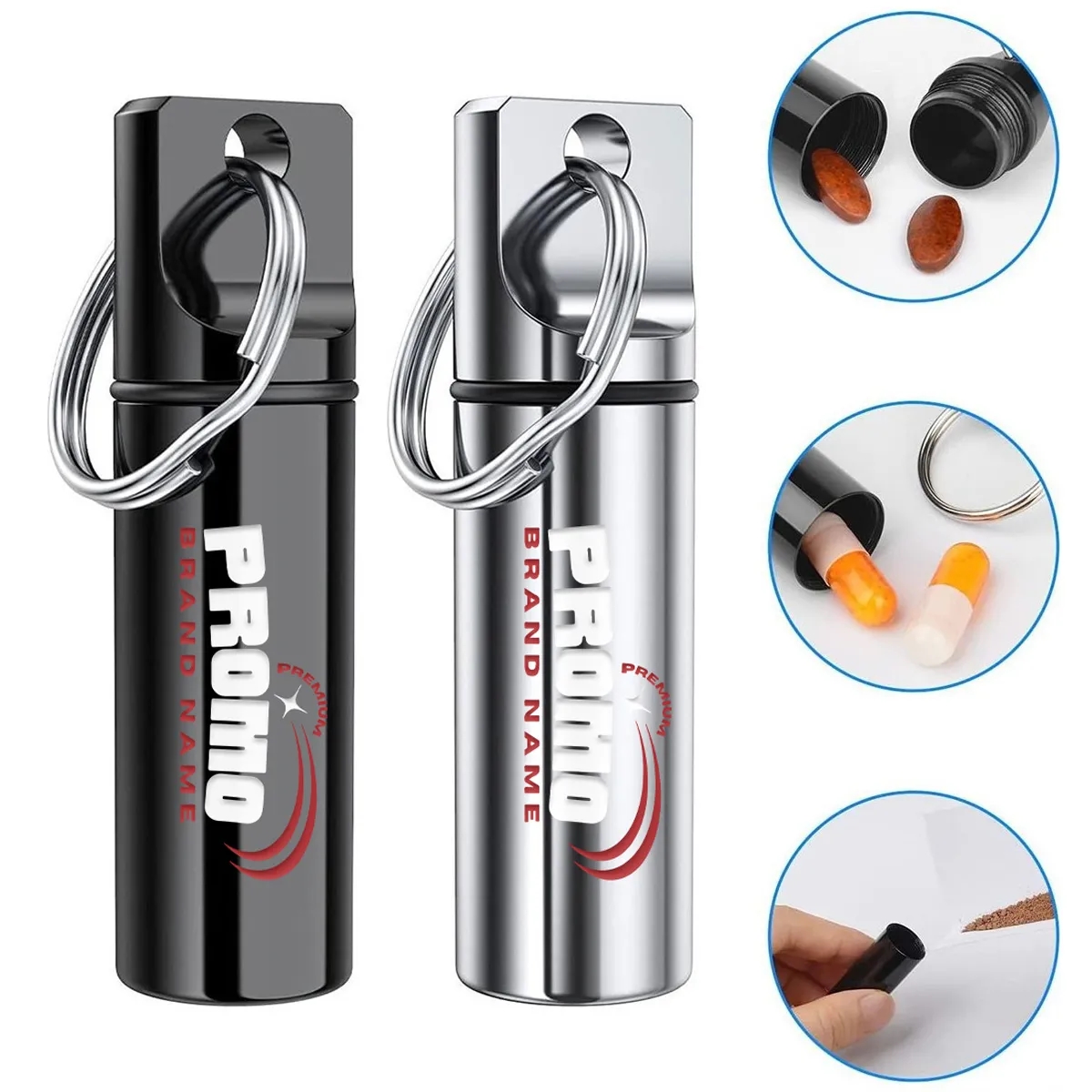 Small Portable Pill Box Organizer Case Container Keychain 6