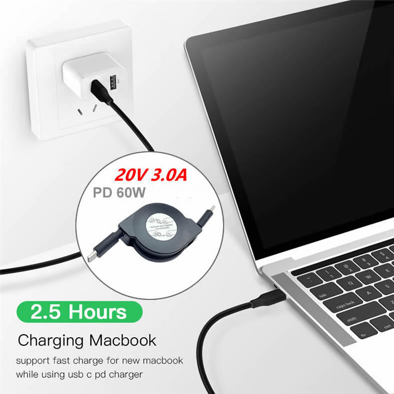 60W Retractable USB C to USB C Charger 4