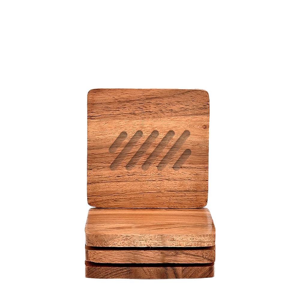 Acacia Wood Square Coaster Set