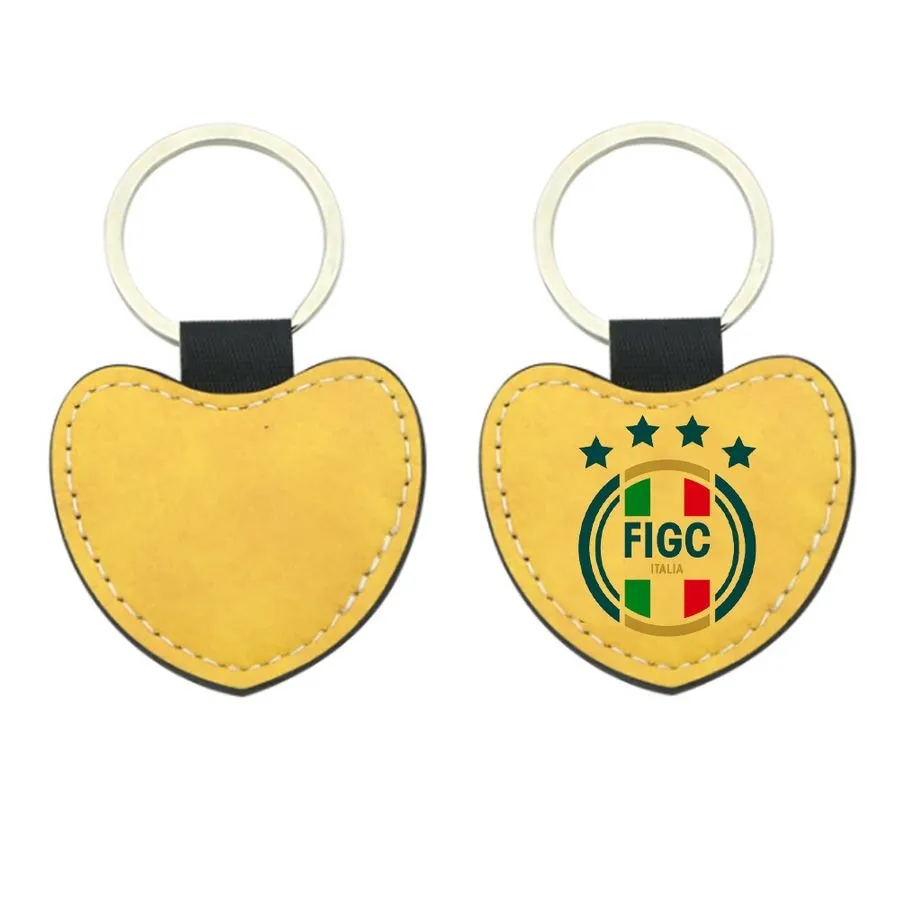 Full-Color Heart Leather Keychain 1
