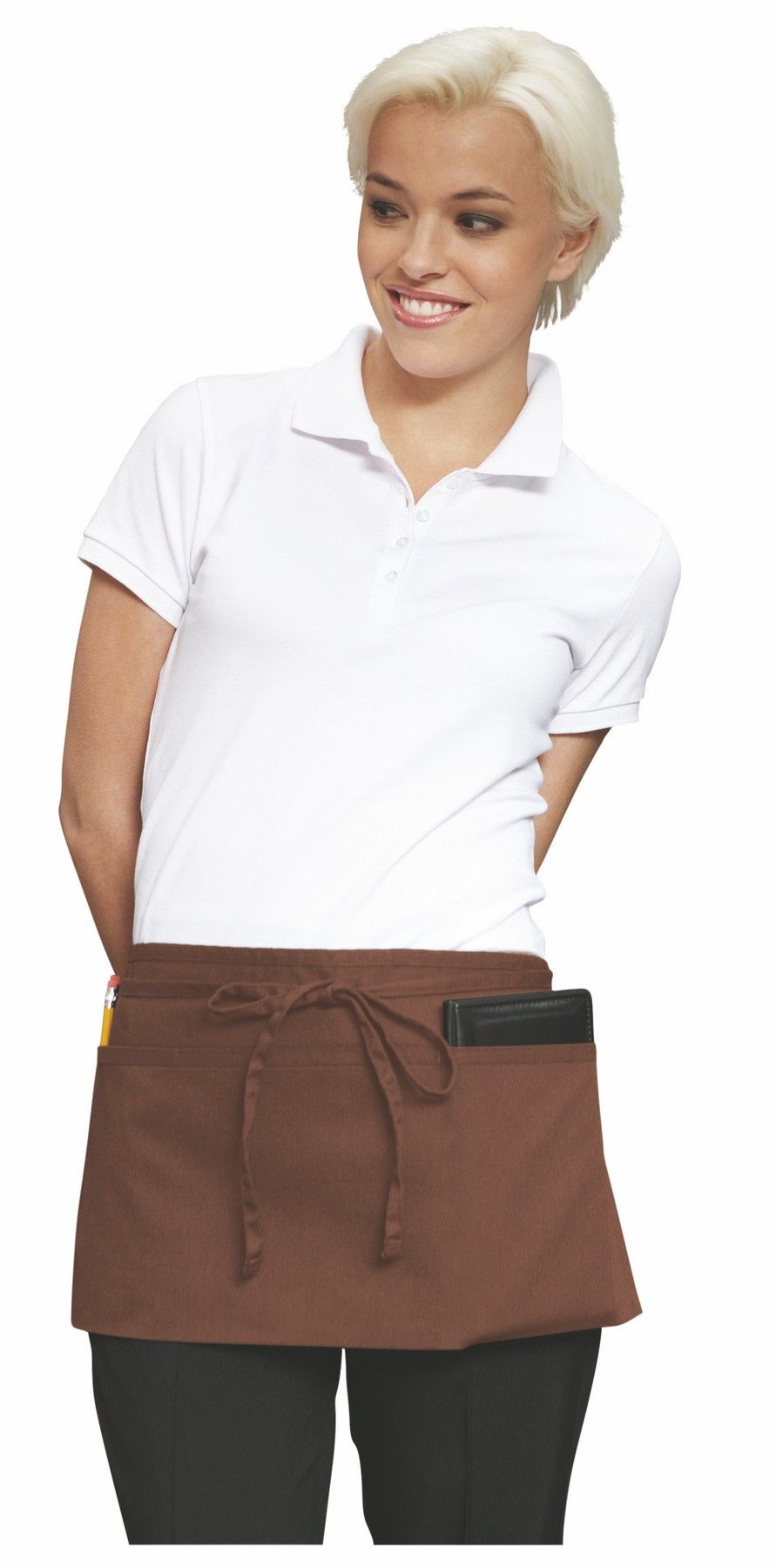 Brown Three-Section Pocket Waist Apron 1