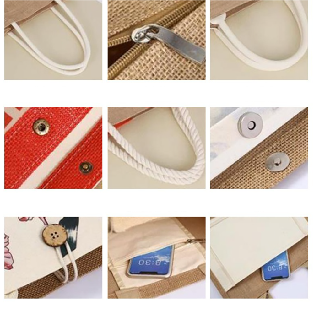 Reusable Jute Tote Bag 12.2" L x 15.35" W x 5.9" D 3