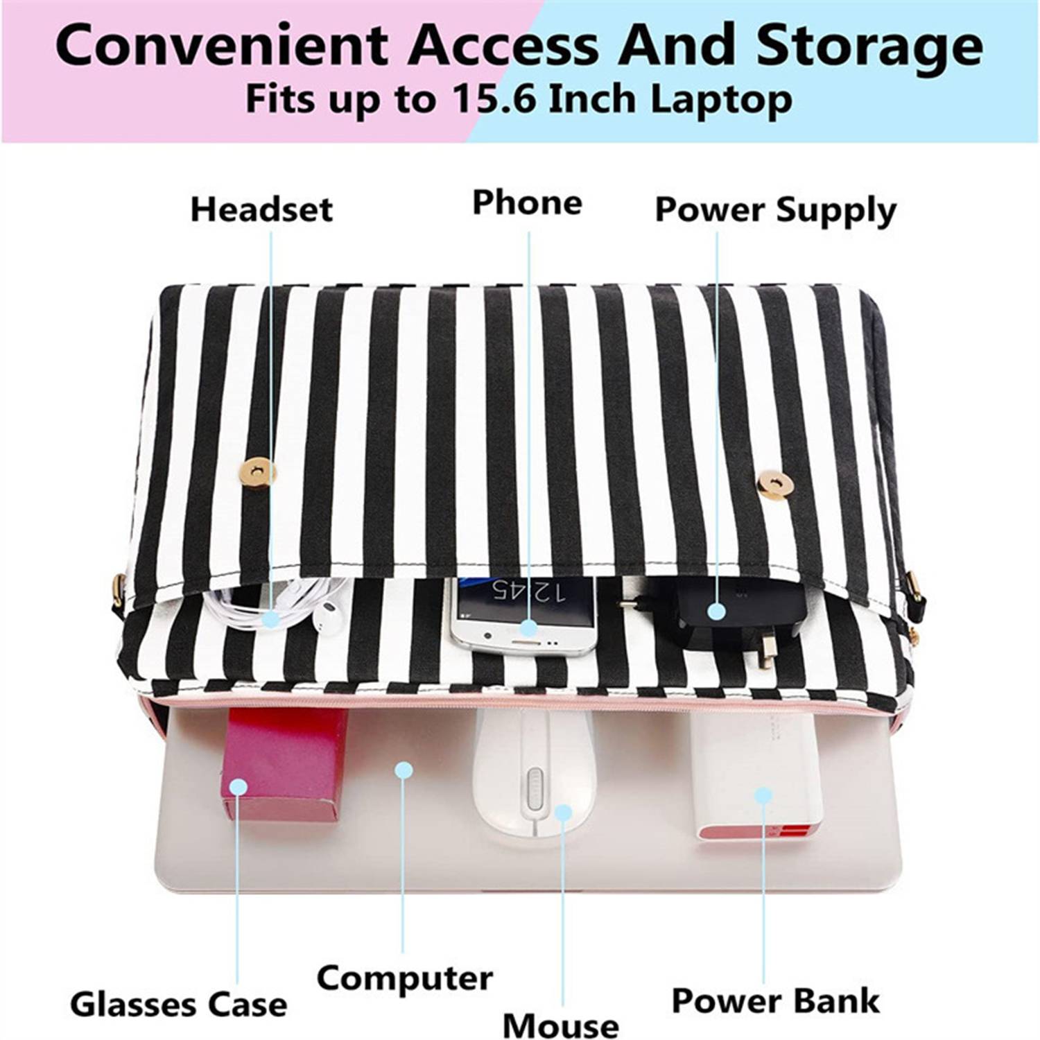 15.6" Waterproof PU leather Laptop Bag Briefcase 3