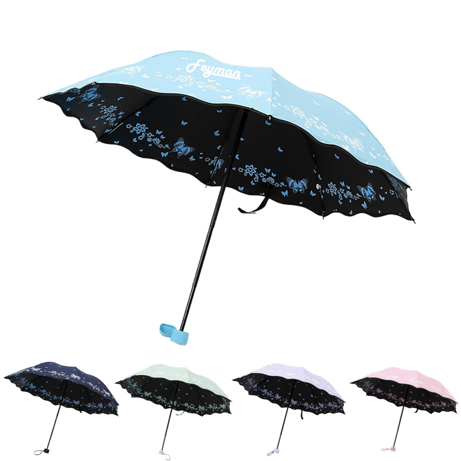Double Sided Printed Umbrella W/ Lotus Leaf Edge