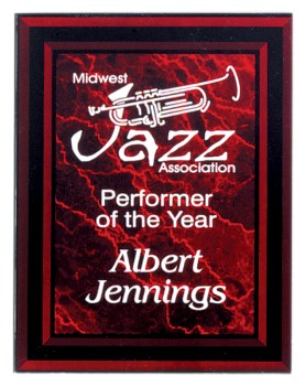 7" x 9" Red Marble Border Acrylic Clear-Plaq Award 2